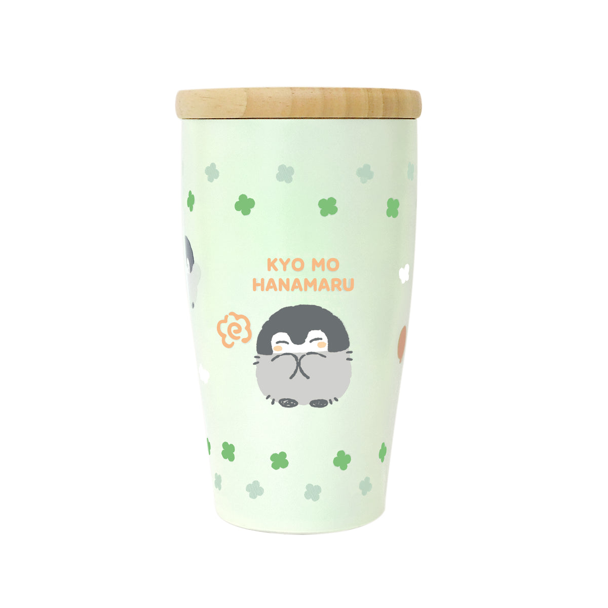 Koupen-chan Stainless steel tumbler with wooden lid 350ml (Kyomo Hanamaru)