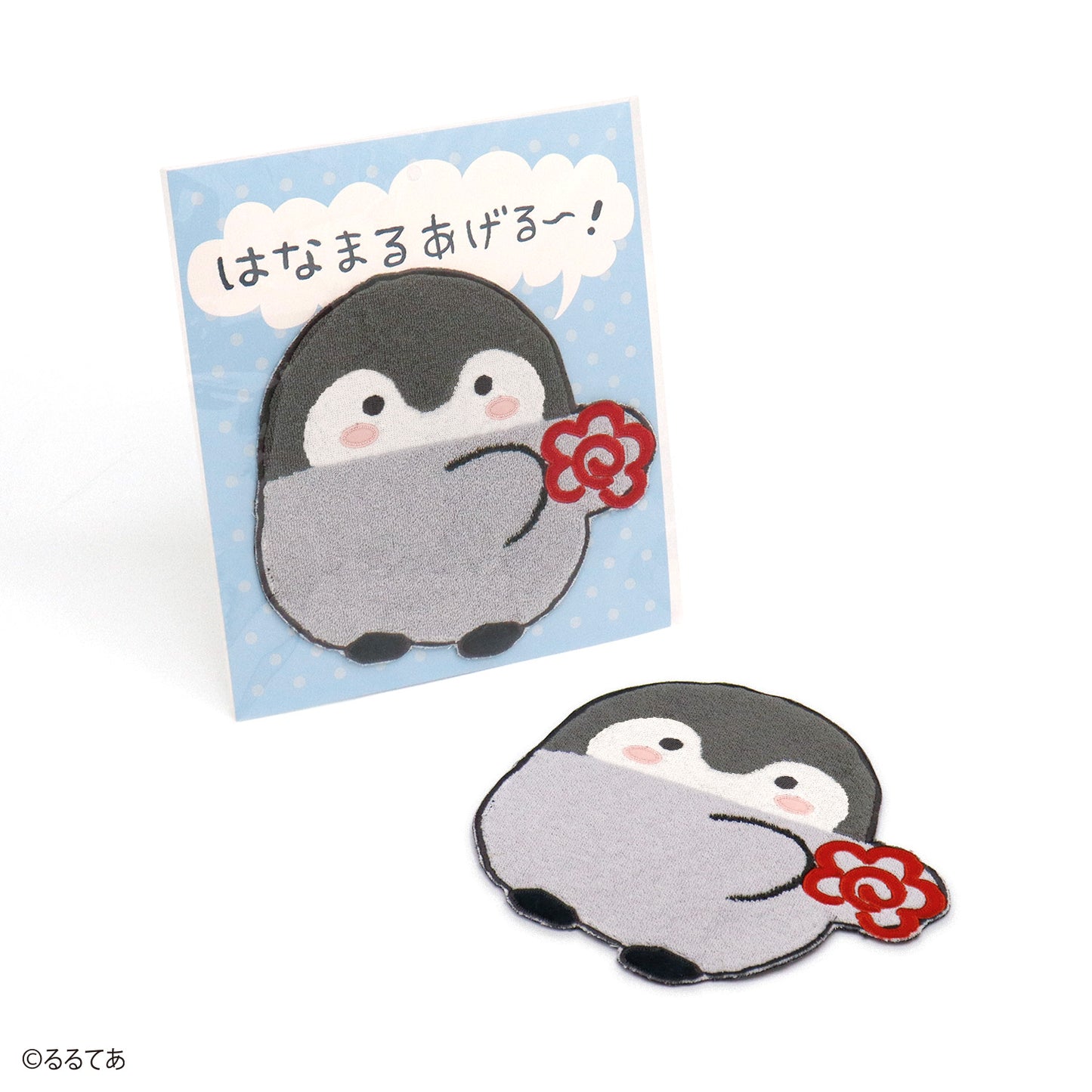 コウペンちゃん はなまるダイカット タオルハンカチ グレー