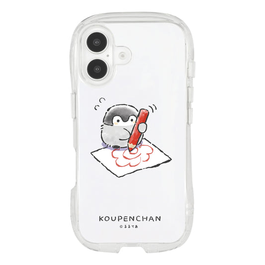 コウペンちゃん iPhone16対応クリスタルクリアケース(はなまる書いてる)
