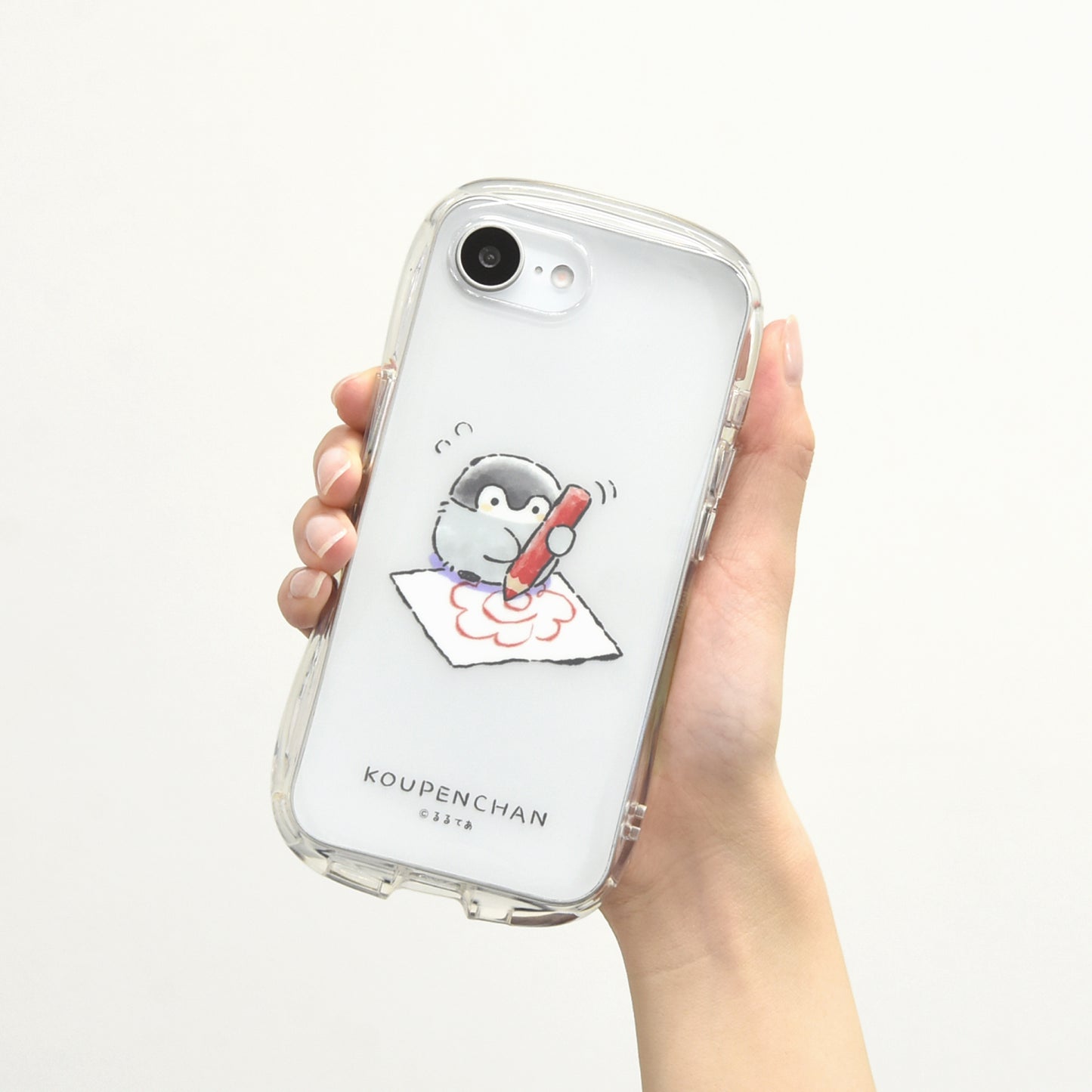 コウペンちゃん iPhone16e対応クリスタルクリアケース(はなまる書いてる)