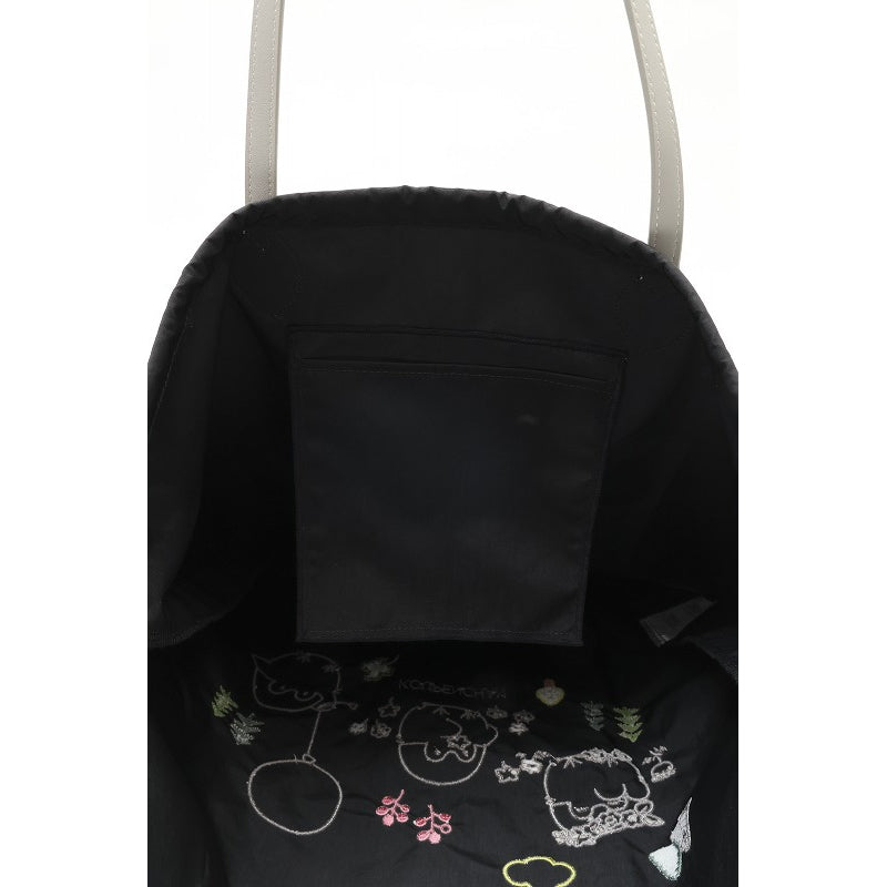 コウペンちゃん 刺繍トートバッグ 風船 ブラック