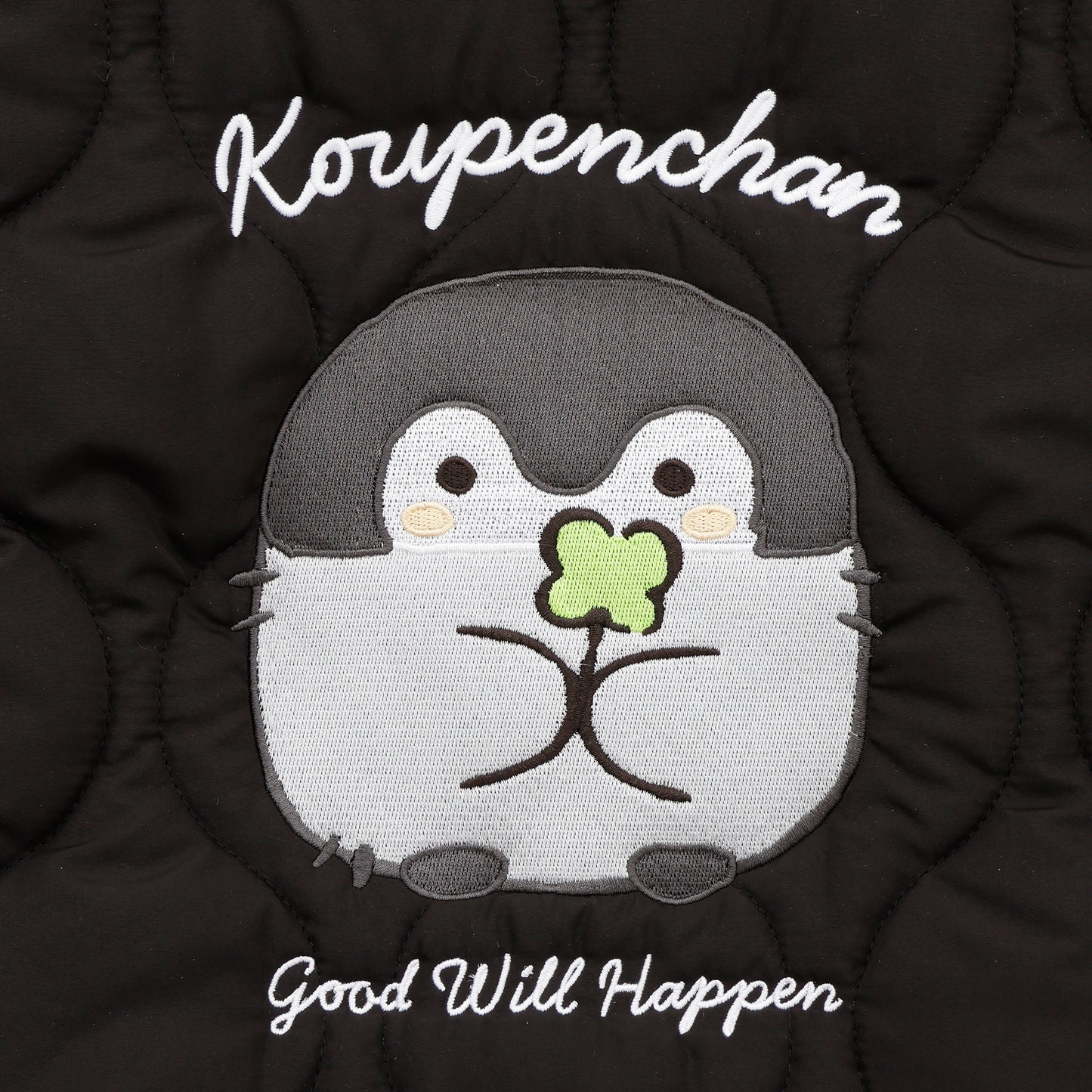 Koupen-chan Quilted Tote Bag There's Something Good, Black ONE