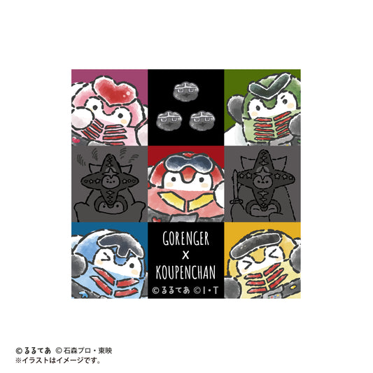 ゴレンジャー×コウペンちゃん スマホに貼れるサイズのステッカー(ゴレンジャーVS黒十字軍)