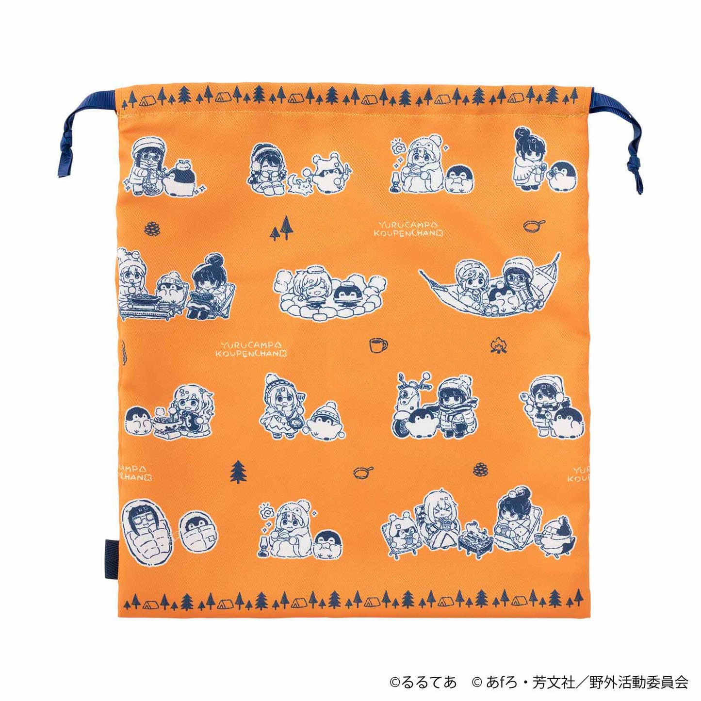 ゆるキャン△×コウペンちゃん 大きめ巾着(オレンジ)