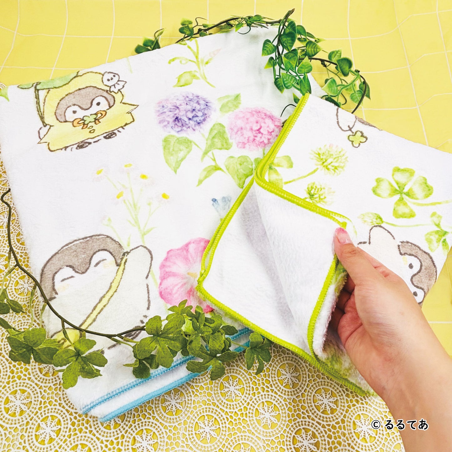 コウペンちゃん ファストドライフェイスタオル(クローバー)