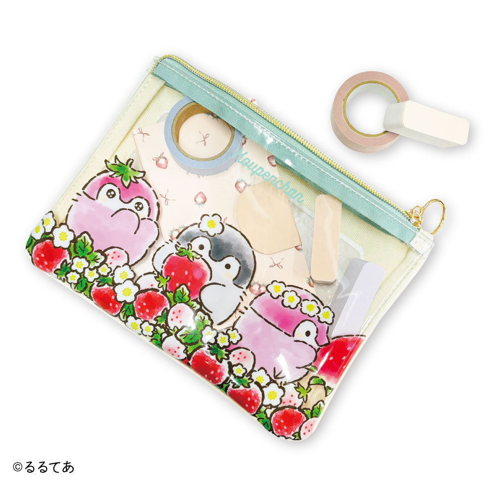コウペンちゃん フラットポーチ しあわせいちごさん
