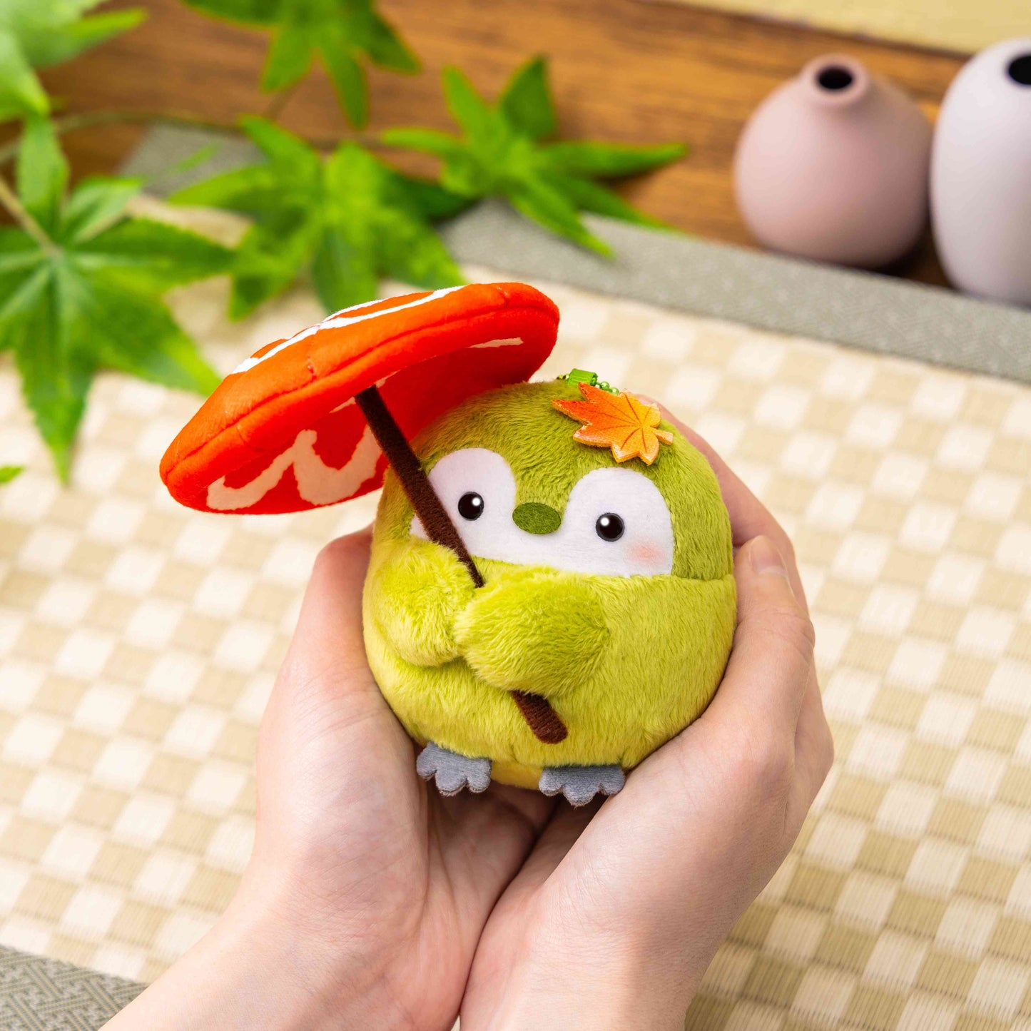 【1会計につき5点まで】コウペンちゃん はなまる和傘な抹茶コウペンちゃんの手のひらマスコット