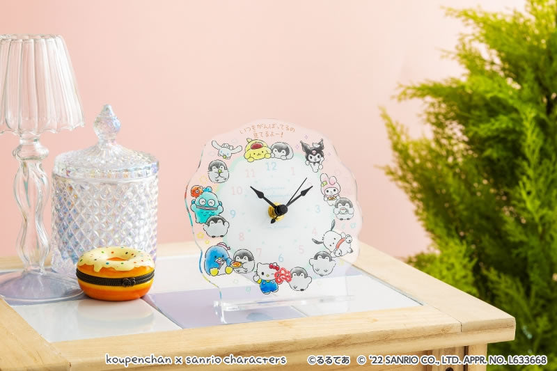 コウペンちゃん×サンリオキャラクターズ アクリル卓上時計