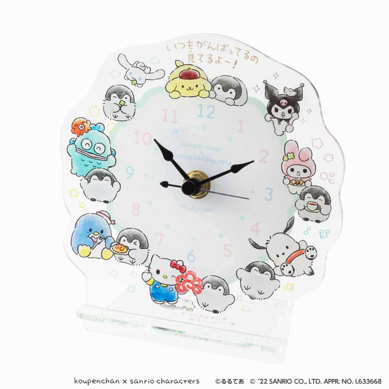 コウペンちゃん×サンリオキャラクターズ アクリル卓上時計