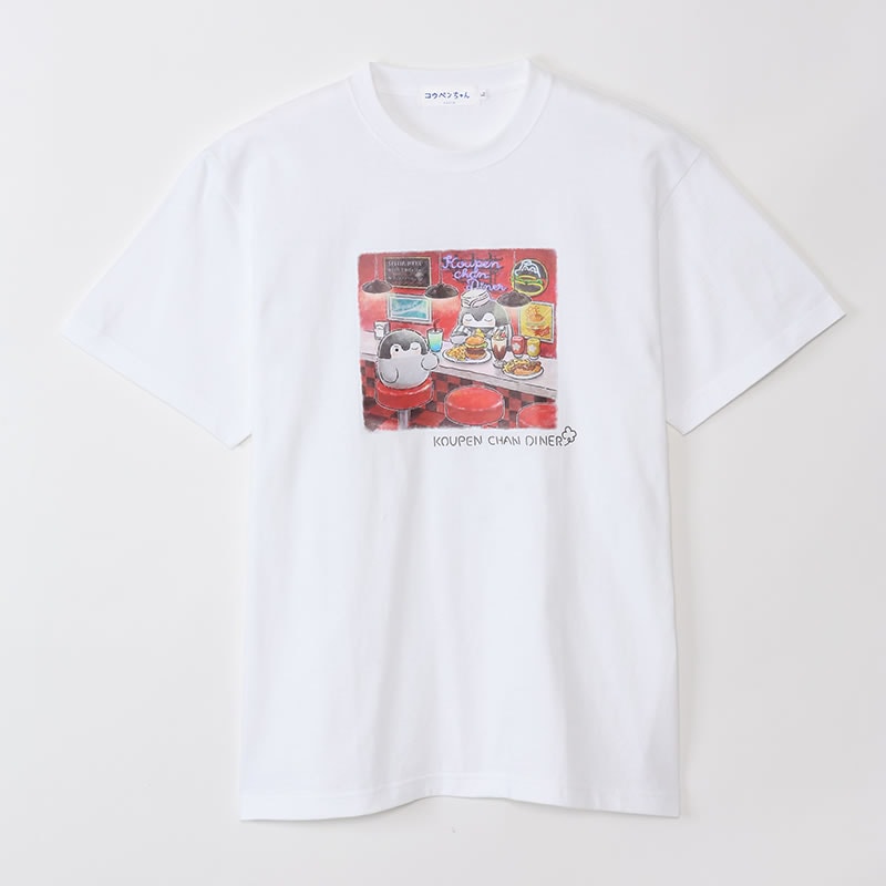 コウペンちゃん ダイナー Tシャツ メインビジュアル ホワイト