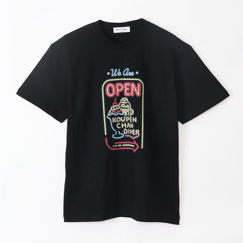 コウペンちゃん ダイナー Tシャツ ネオンサイン パフェ ブラック