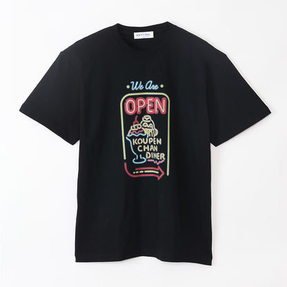 コウペンちゃん ダイナー Tシャツ ネオンサイン パフェ ブラック