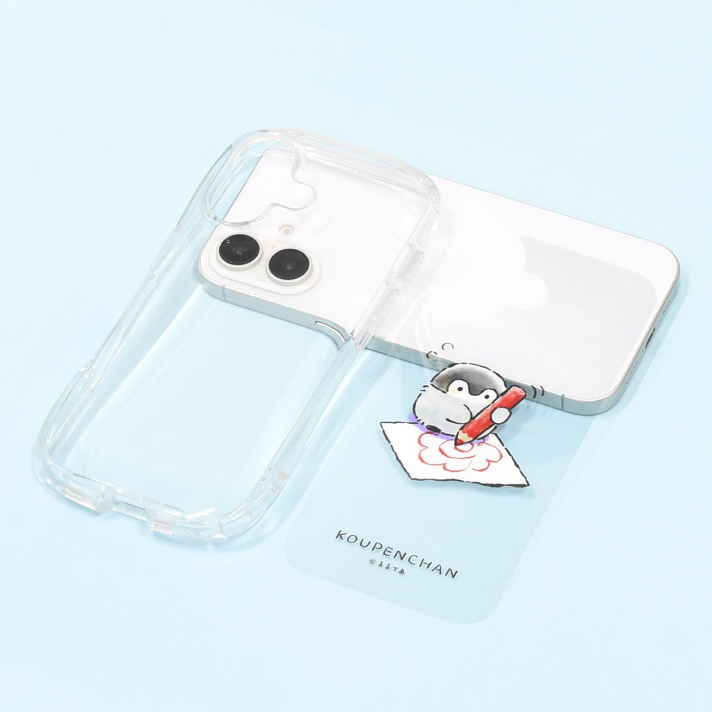 コウペンちゃん iPhone16対応クリスタルクリアケース（はなまる書いてる）