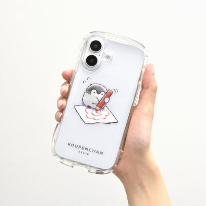 コウペンちゃん iPhone16対応クリスタルクリアケース（はなまる書いてる）