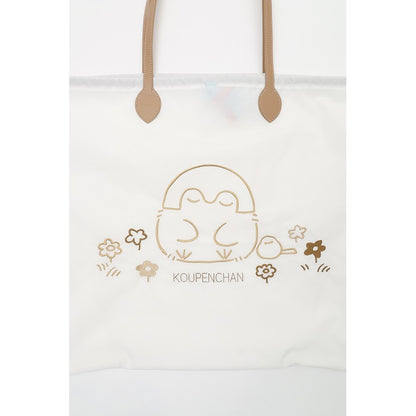 コウペンちゃん 刺繍トートバッグ コウペンちゃんと邪エナガさん ホワイト