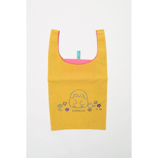 コウペンちゃん 刺繍エコバッグ コウペンちゃんと邪エナガさん イエロー