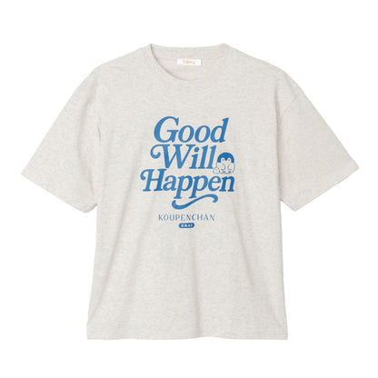 코우펜짱 빅 실루엣 티셔츠 Good Will Happen 헤더 화이트 M