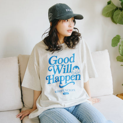 코우펜짱 빅 실루엣 티셔츠 Good Will Happen 헤더 화이트 M