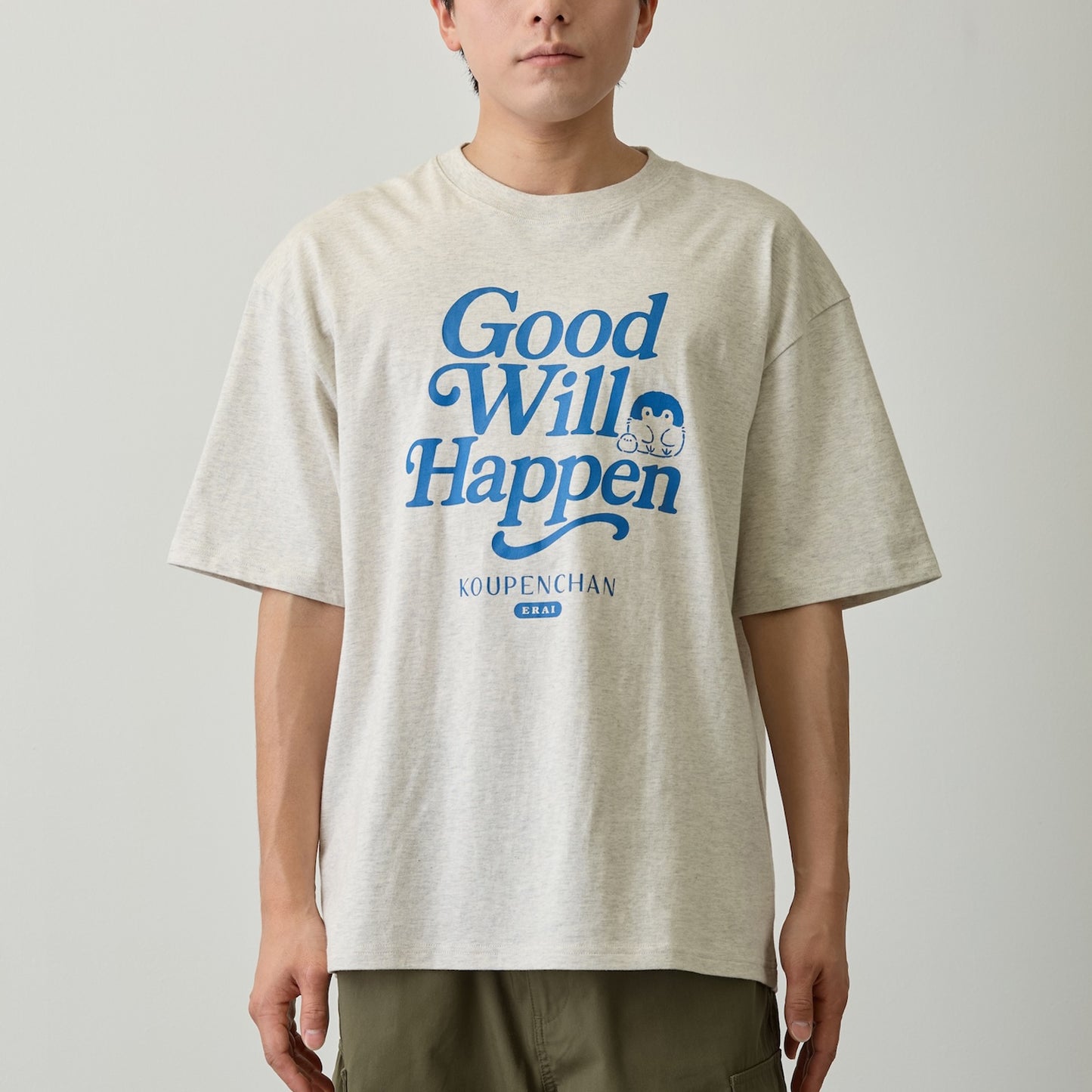 코우펜짱 빅 실루엣 티셔츠 Good Will Happen 헤더 화이트 M