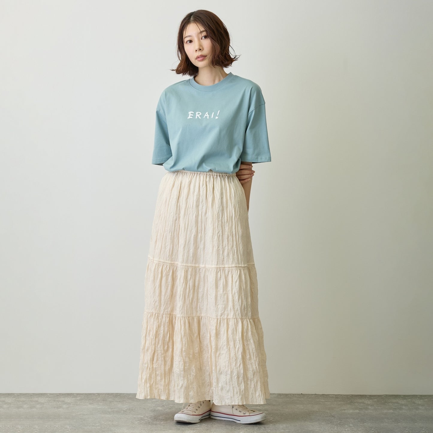 Koupen-chan Big Silhouette T-shirt YOU ARE SUPER ERAI~! Blue Gray