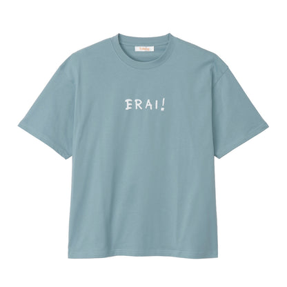 Koupen-chan Big Silhouette T-shirt YOU ARE SUPER ERAI~! Blue Gray