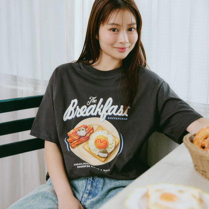 正能量企鵝 t恤Breakfast