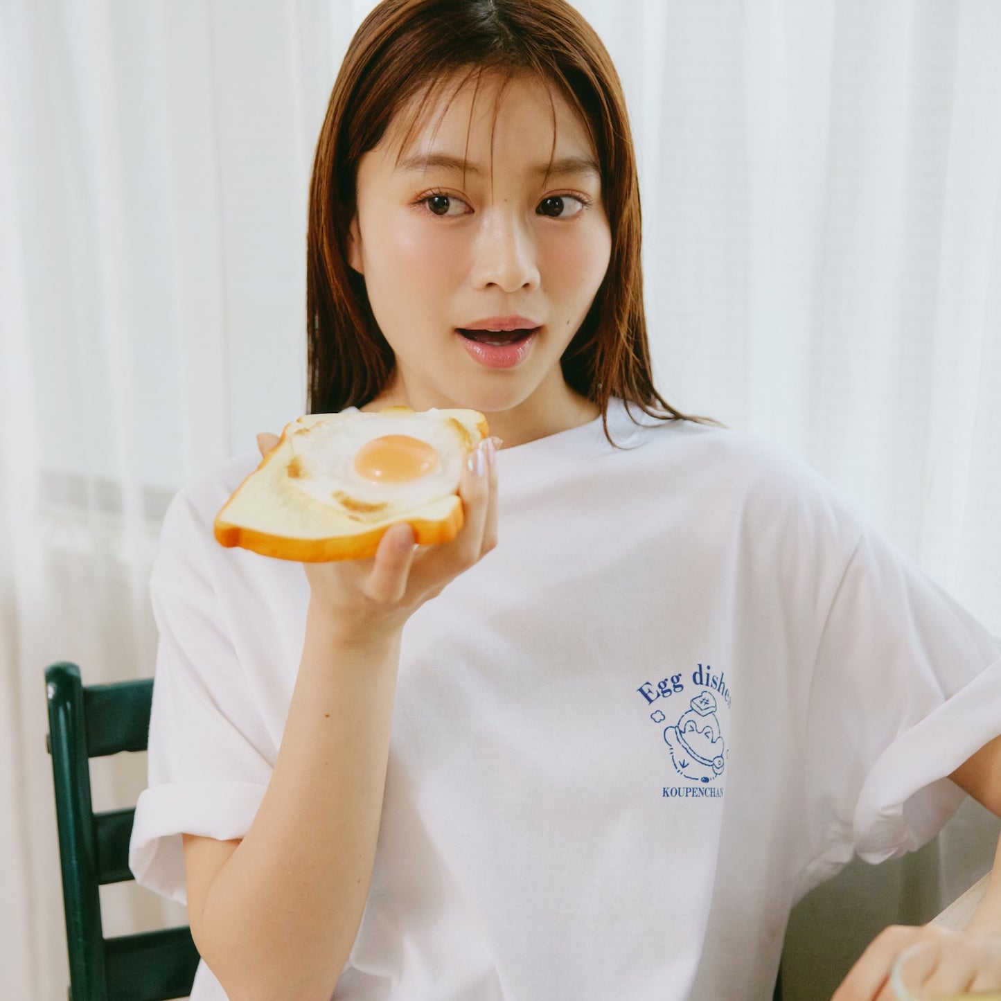 Koupen-chan T-shirt Egg dishes white