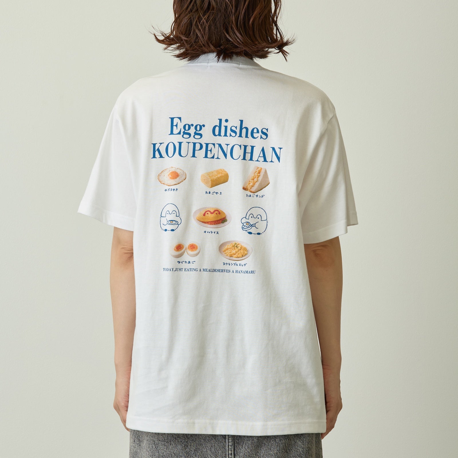 コウペンちゃん Tシャツ Egg dishes ホワイト – コウペンちゃん
