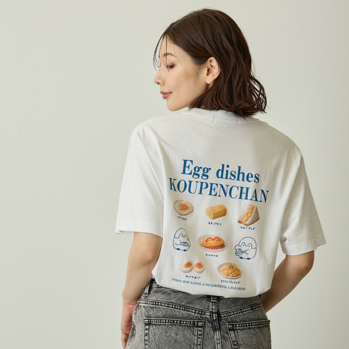 Koupen-chan T-shirt Egg dishes white