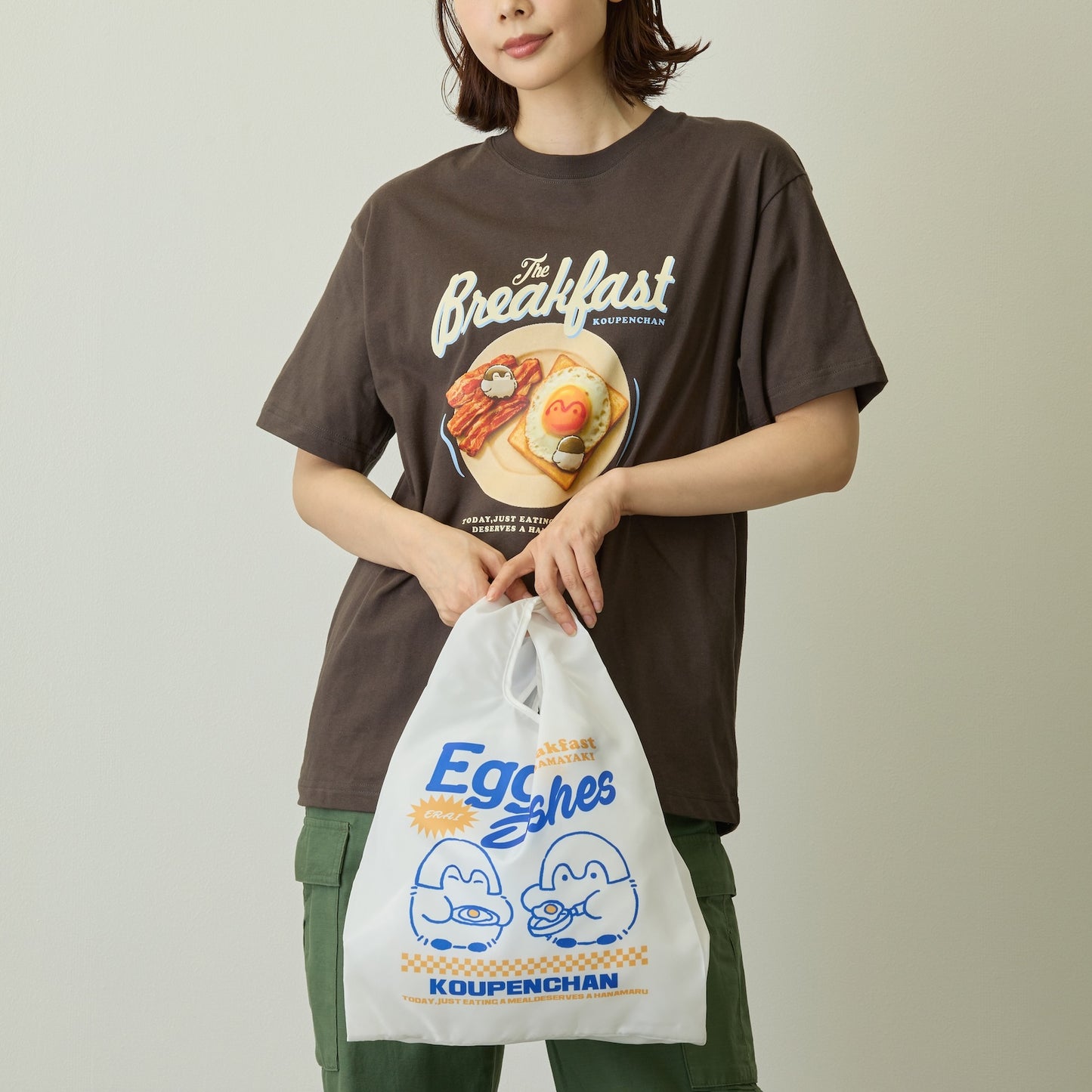 코우펜짱 에코 백 Egg dishes 화이트 ONE