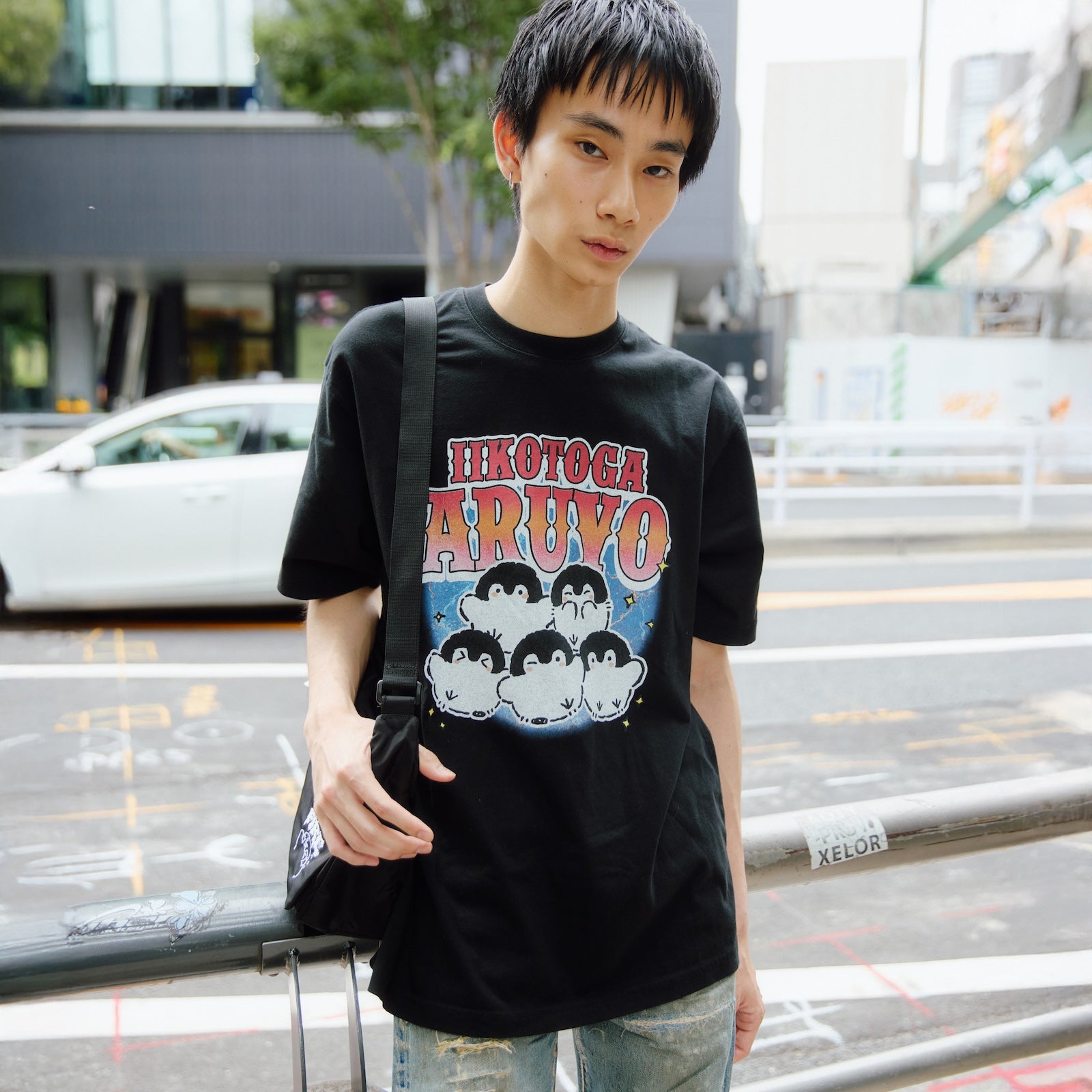 コウペンちゃん Tシャツ IIKOTOGA ARUYO ブラック – コウペンちゃん