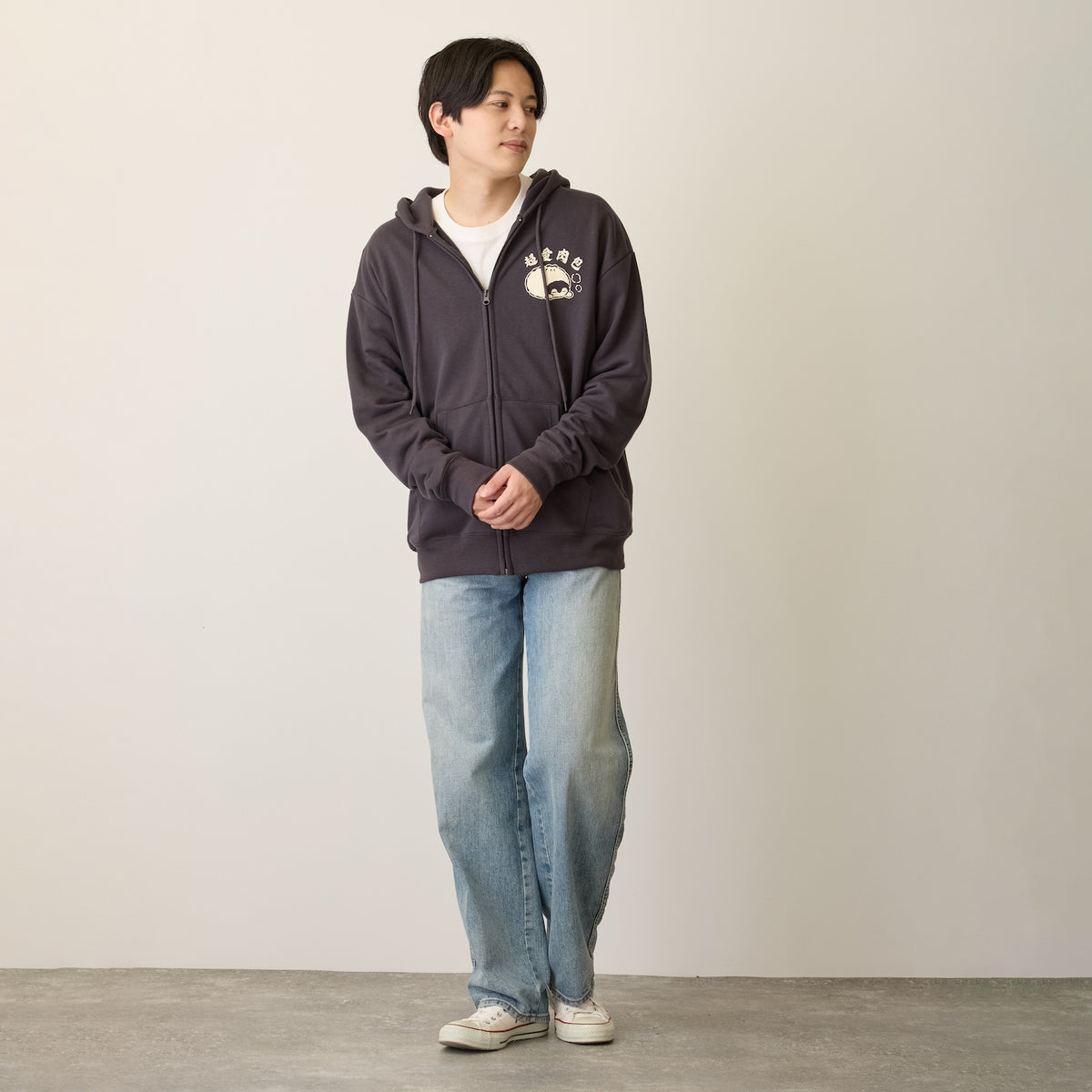 コウペンちゃん ジップパーカー 肉まん大好き！ スミクロ