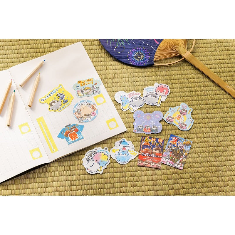 コウペンちゃん お祭りわっしょい！ スマホに貼れるサイズのキラキラ箔押しマットステッカー（お祭りですごい！）