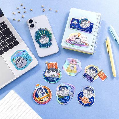 コウペンちゃん 宇宙のはなまるミッションなスマホに貼れるサイズのオーロラステッカー（どこまでいくかも…）