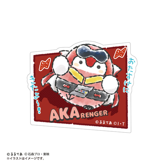 ゴレンジャー×コウペンちゃん スマホに貼れるサイズのステッカー（アカレンジャー）