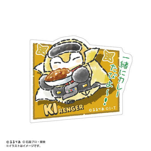 ゴレンジャー×コウペンちゃん スマホに貼れるサイズのステッカー（キレンジャー）