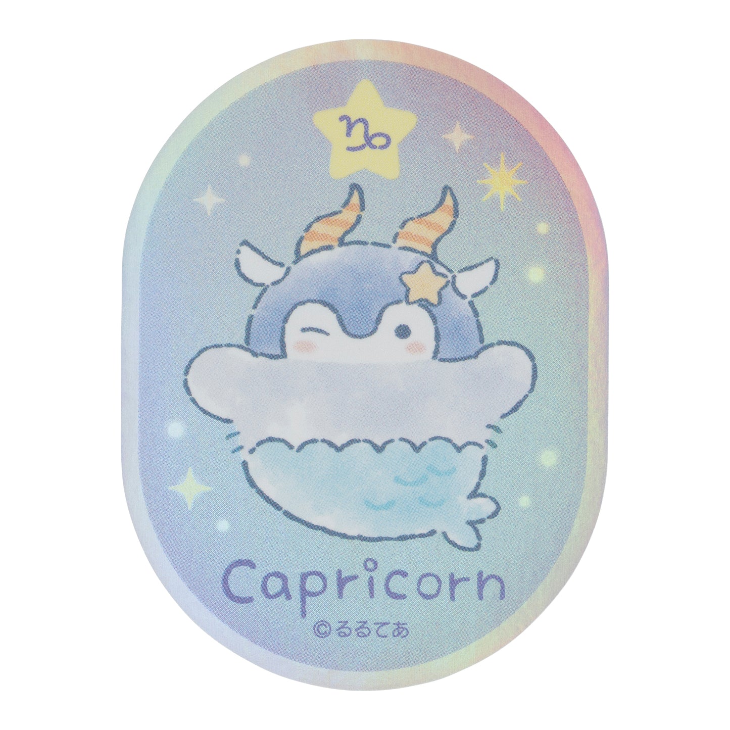 コウペンちゃん 君をみまもる星座なスマホに貼れるサイズのオーロラステッカー（やぎ座）