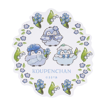 코우펜짱 하나마루 하늘빛 부케 스마트폰에 붙일 수 있는 사이즈 클리어 스티커 (플라워 부케)