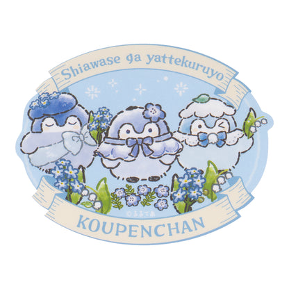 Koupen-chan Hanamaru Sky Blue Bouquet Smartphone Size Clear Sticker (Happiness Is Coming)