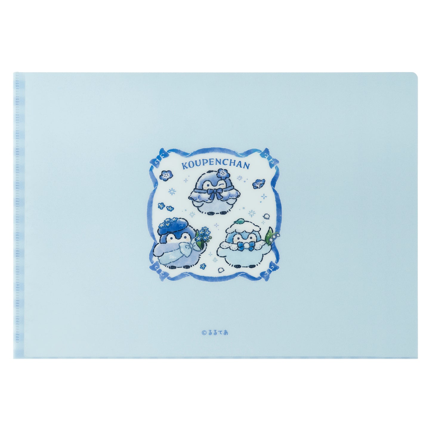 코우펜짱 하나마루 하늘빛 부케 클리어 파일 (블루 체크)