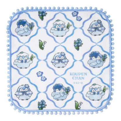 코우펜짱 하나마루 하늘빛 부케 폼폼 레이스 핸드 타월 (리본 패턴)