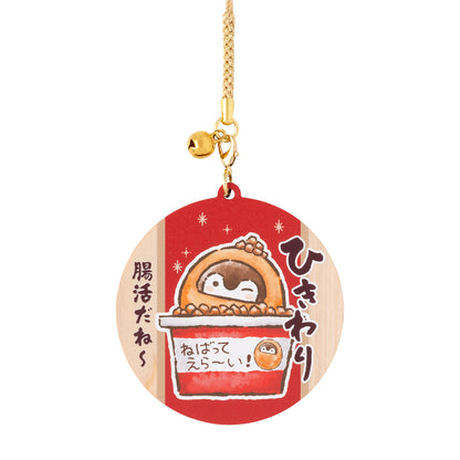Koupen-chan I've become natto Key chain with wooden bell (Hikiwari natto fan)