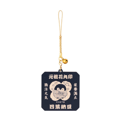 Koupen-chan I've become natto! Key chain with wooden bell (large natto fan)