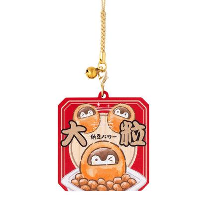 Koupen-chan I've become natto! Key chain with wooden bell (large natto fan)