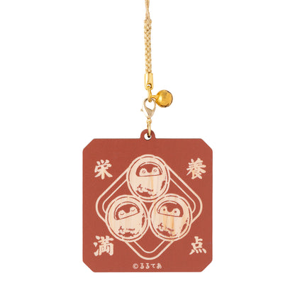 Koupen-chan I've become natto Key chain with wooden bell (small natto fan)