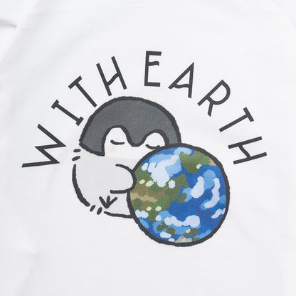 コウペンちゃん ビックシルエットL/S Tシャツ 地球 ホワイト