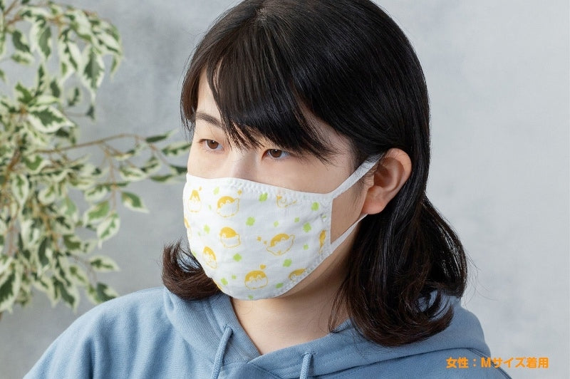 コウペンちゃん 抗菌防臭加工なガーゼマスク Mサイズ（イエローとグリーン）
