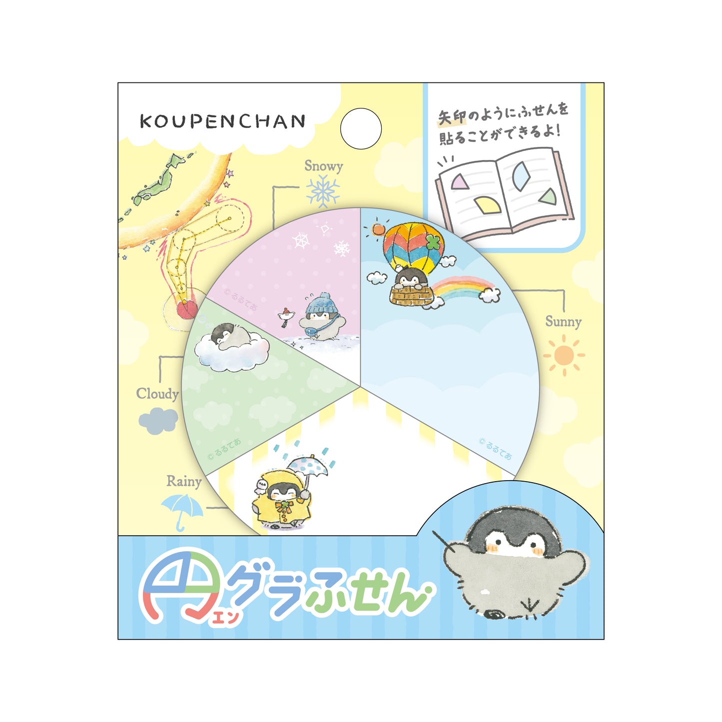 コウペンちゃん 円グラふせん ①おてんき