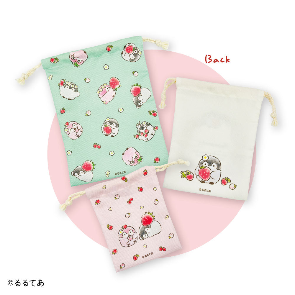コウペンちゃん 3P巾着 しあわせいちごさん
