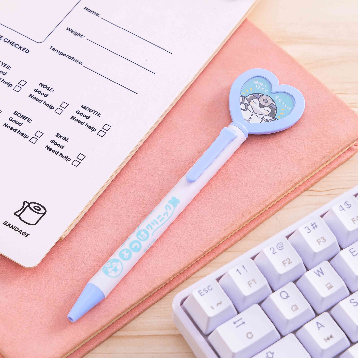 コウペンちゃん よつばクリニック ハート型ボールペン